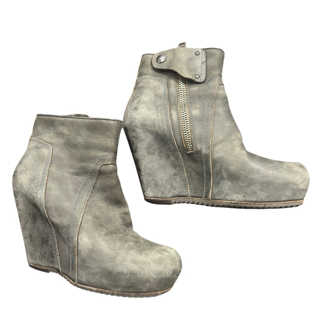 Rick Owens Green/Grey Wedge booties Sz.38
